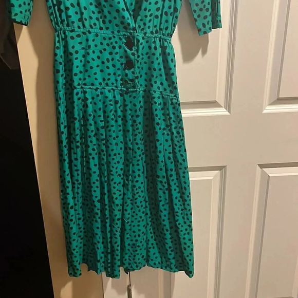 *Final Price* Jackie Taub Vintage Green Polka Dot Size 4 Dress OOAK - Picture 3 of 5